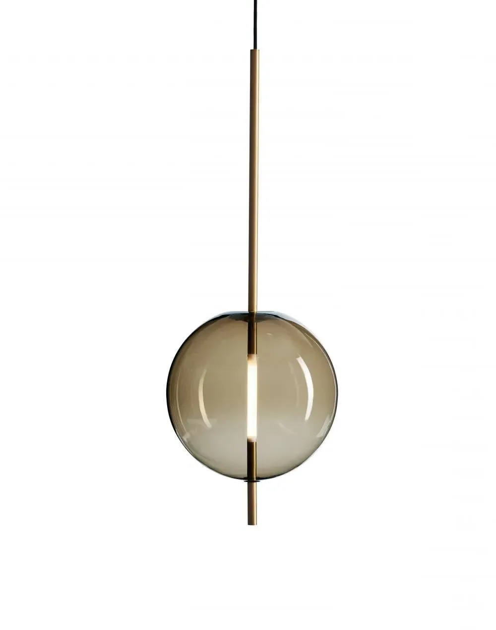 Small Pendant Light with Brass Spear - Grey, Glass