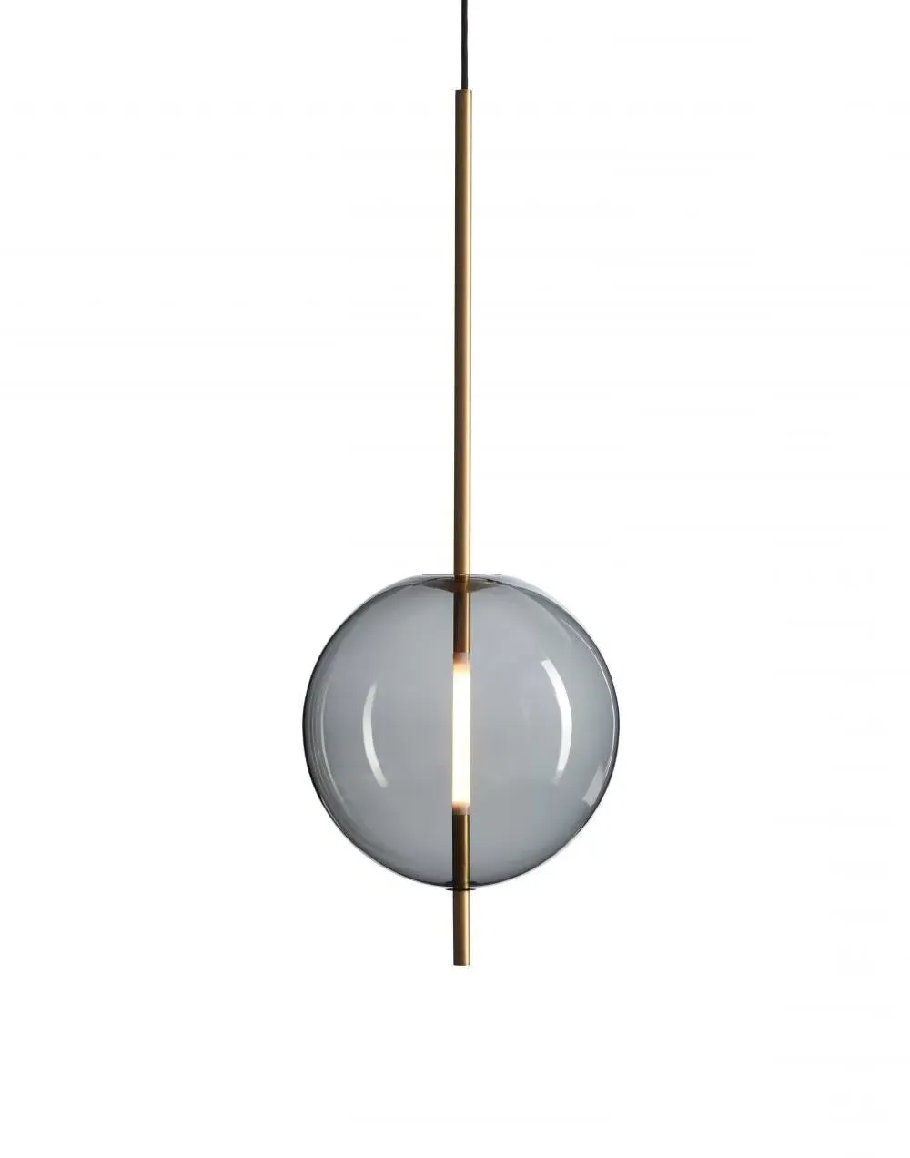 Small Pendant Light with Brass Spear - Grey, Glass image