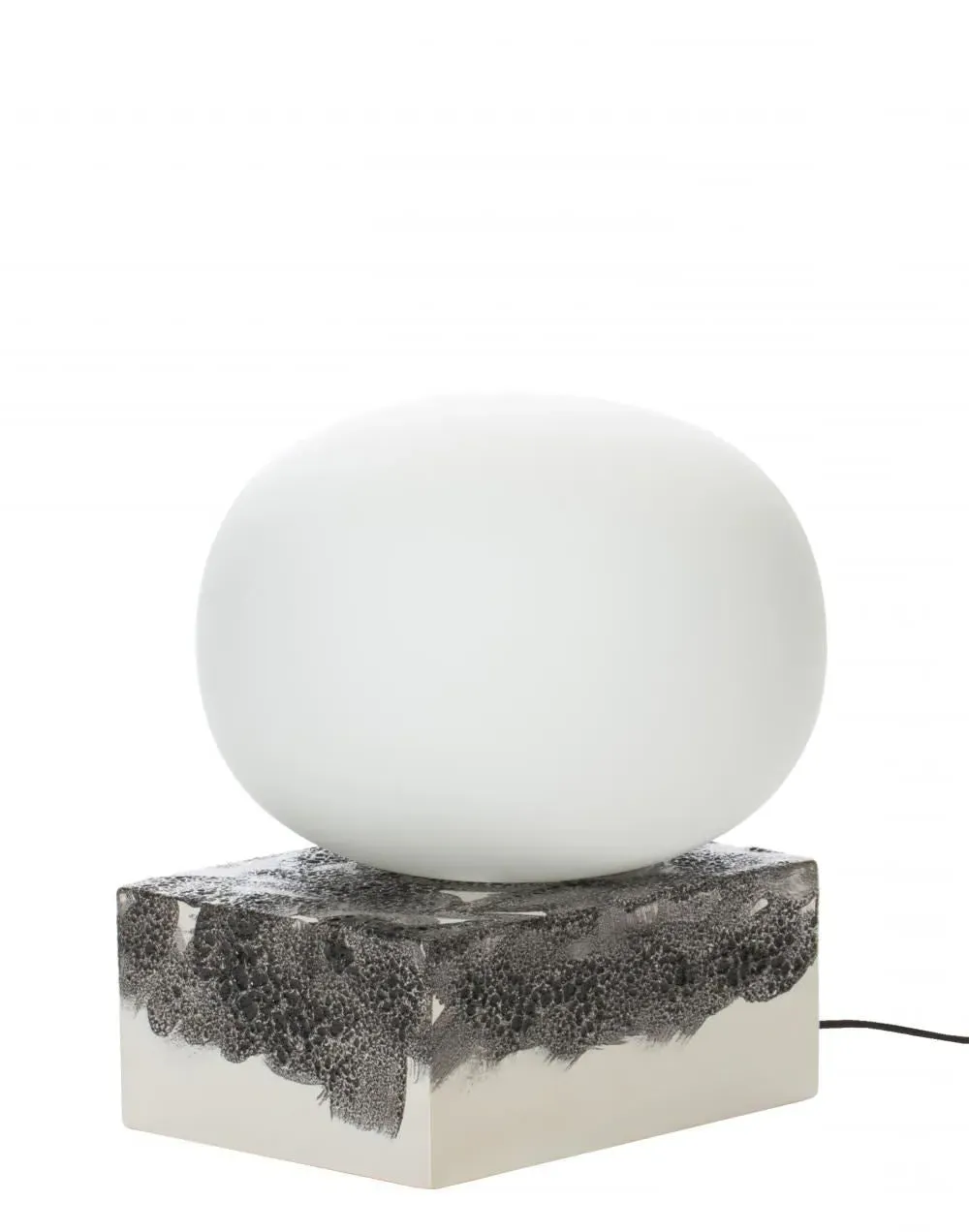 High Table Lamp with Glass Globe - Grey, Ceramic