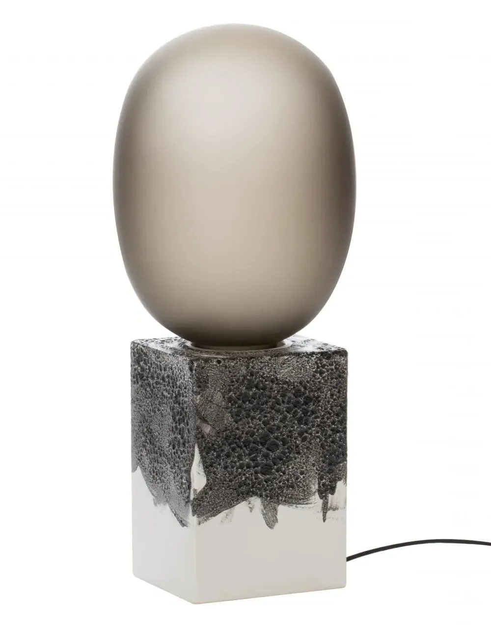 High Table Lamp with Glass Globe - Grey, Ceramic