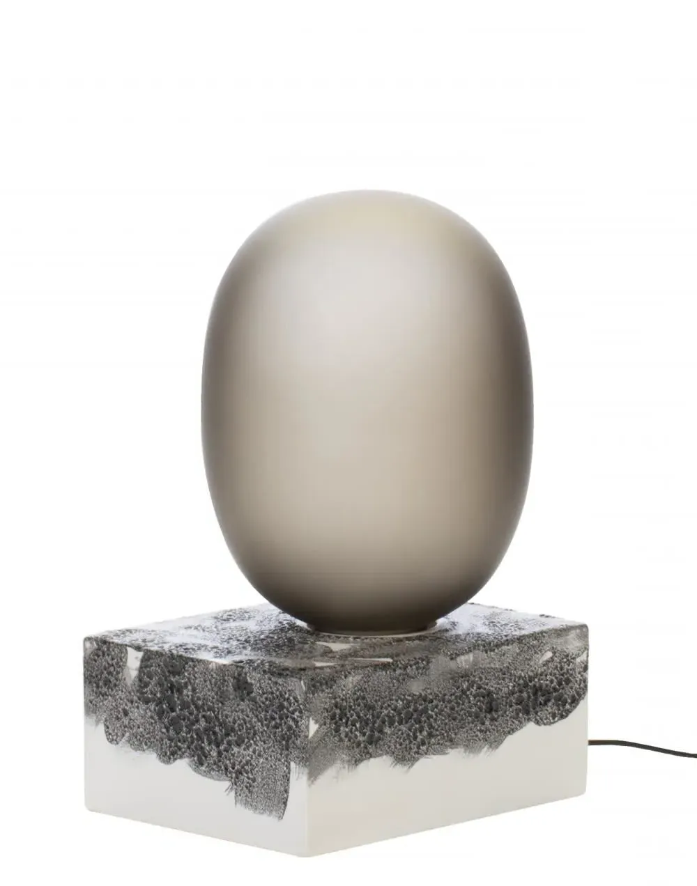 High Table Lamp with Glass Globe - Grey, Ceramic image