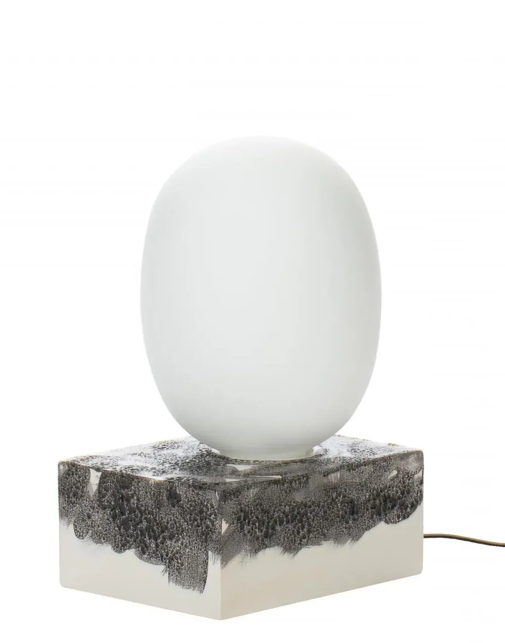High Table Lamp with Glass Globe - White, Ceramic image