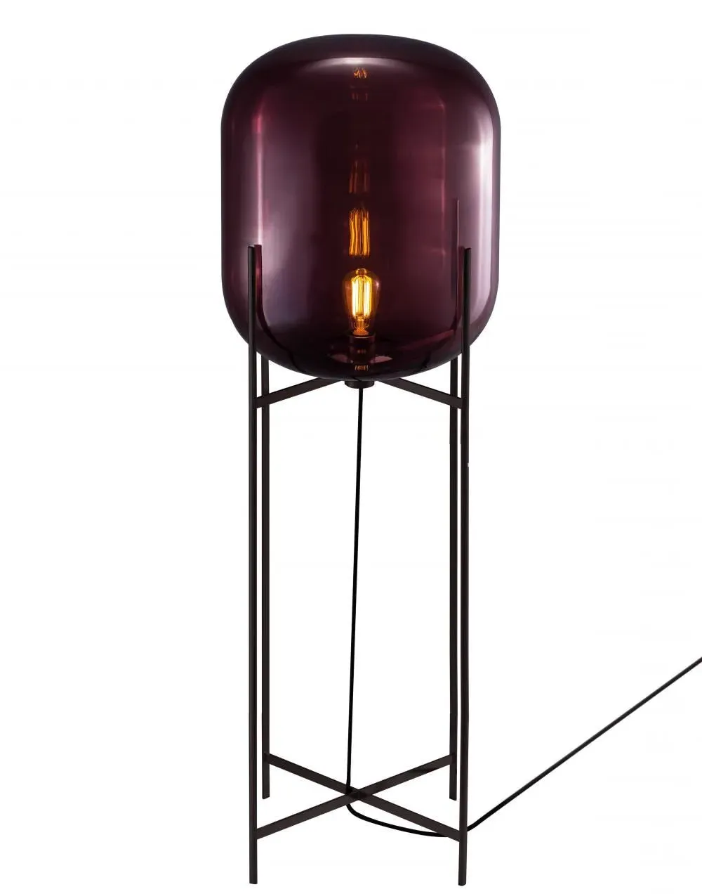 Large Floor Light - Black, Aubergine Glass