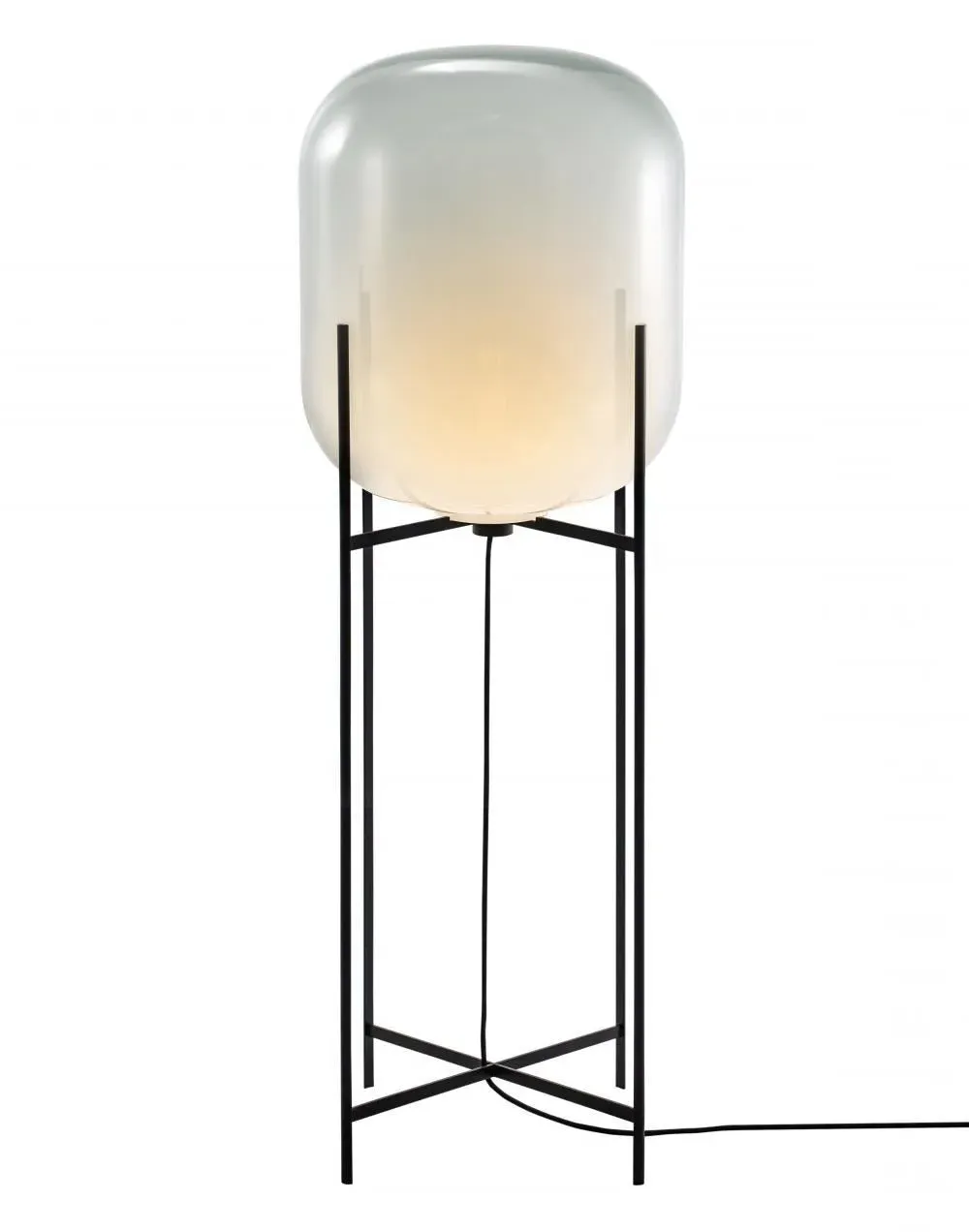 Large Floor Light - Black, Moonlight White Glass
