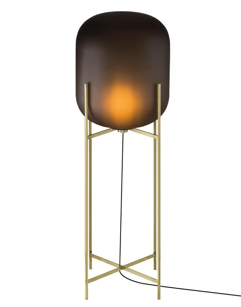 Large Floor Light with Glass Shade - Smoky Grey