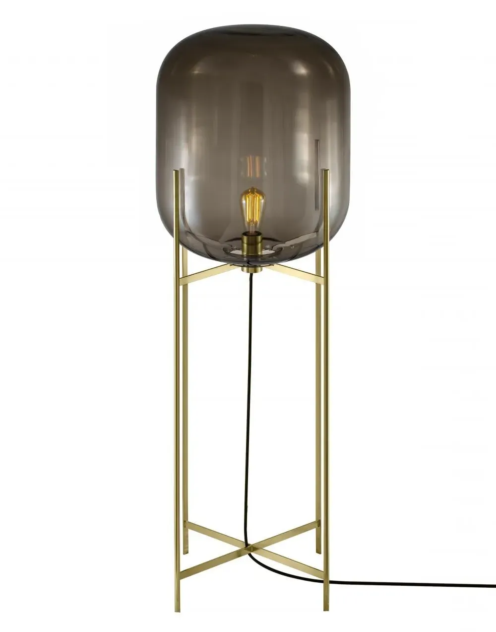 Large Floor Light with Glass Shade - Smoky Grey