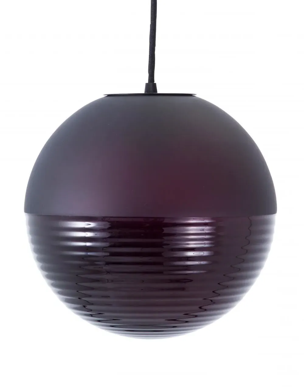 Large Pendant Light with Ridged Glass - Aubergine