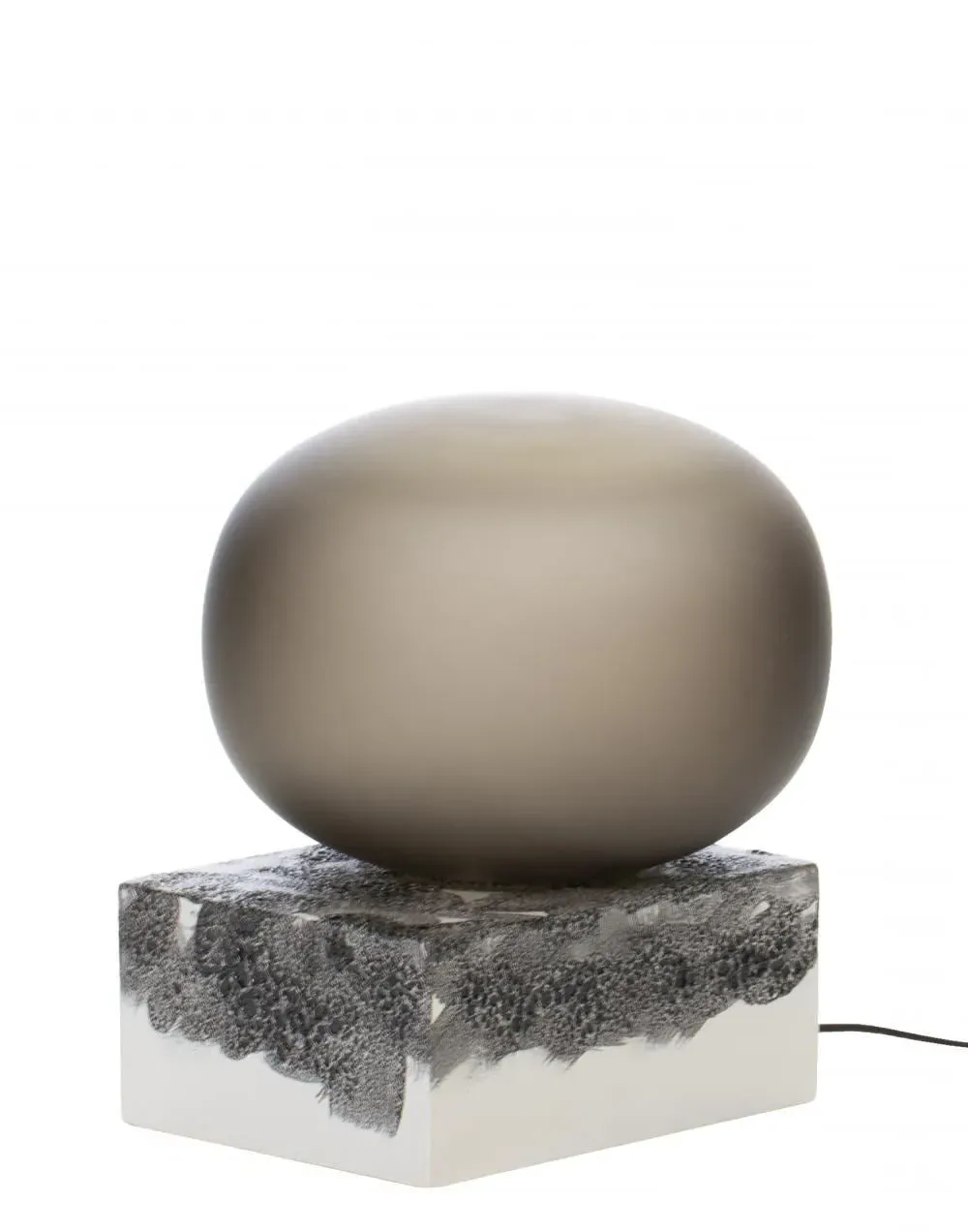 Low Table Lamp with Glass Globe - Grey, Ceramic