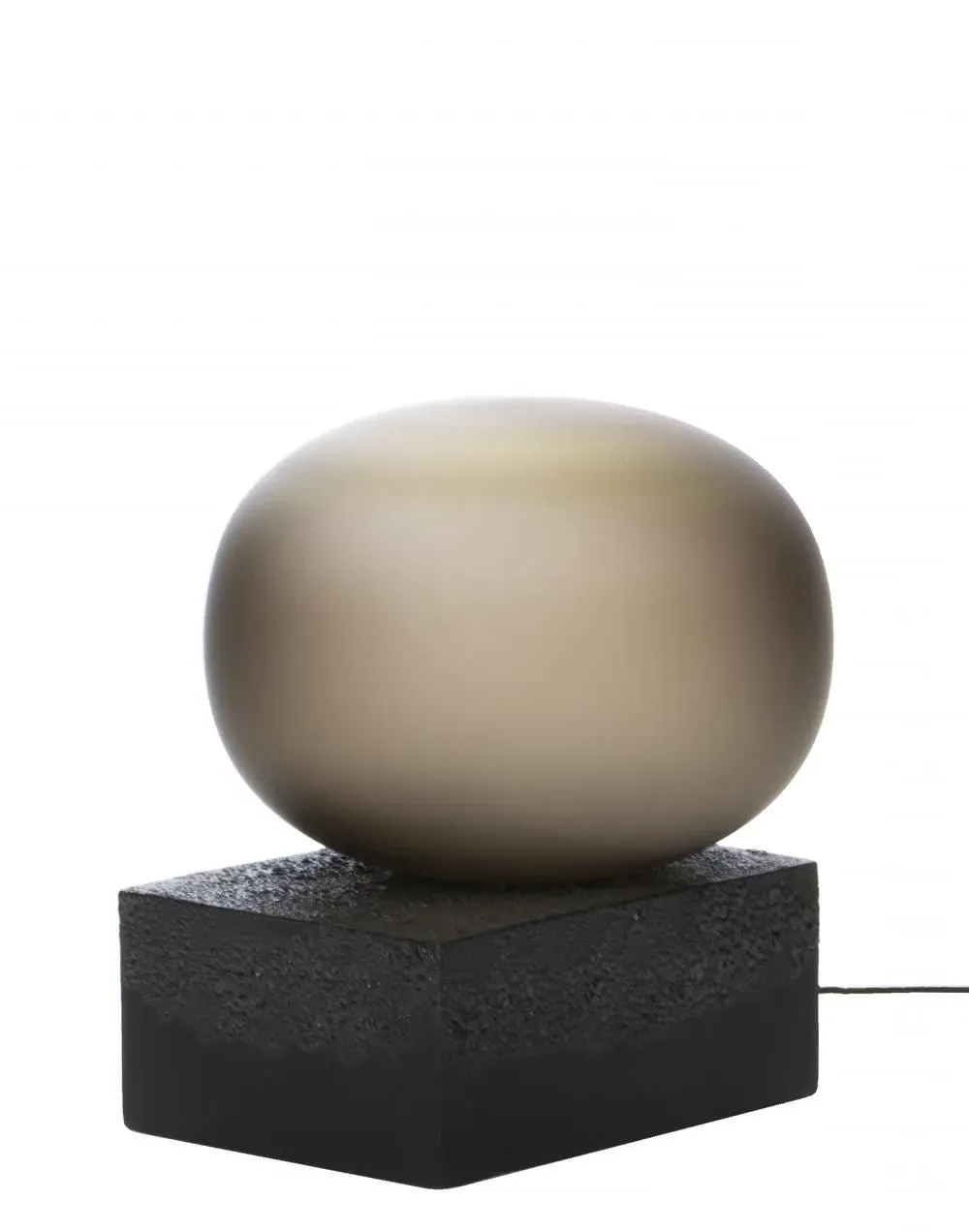 Low Table Lamp with Glass Globe - Grey, Ceramic