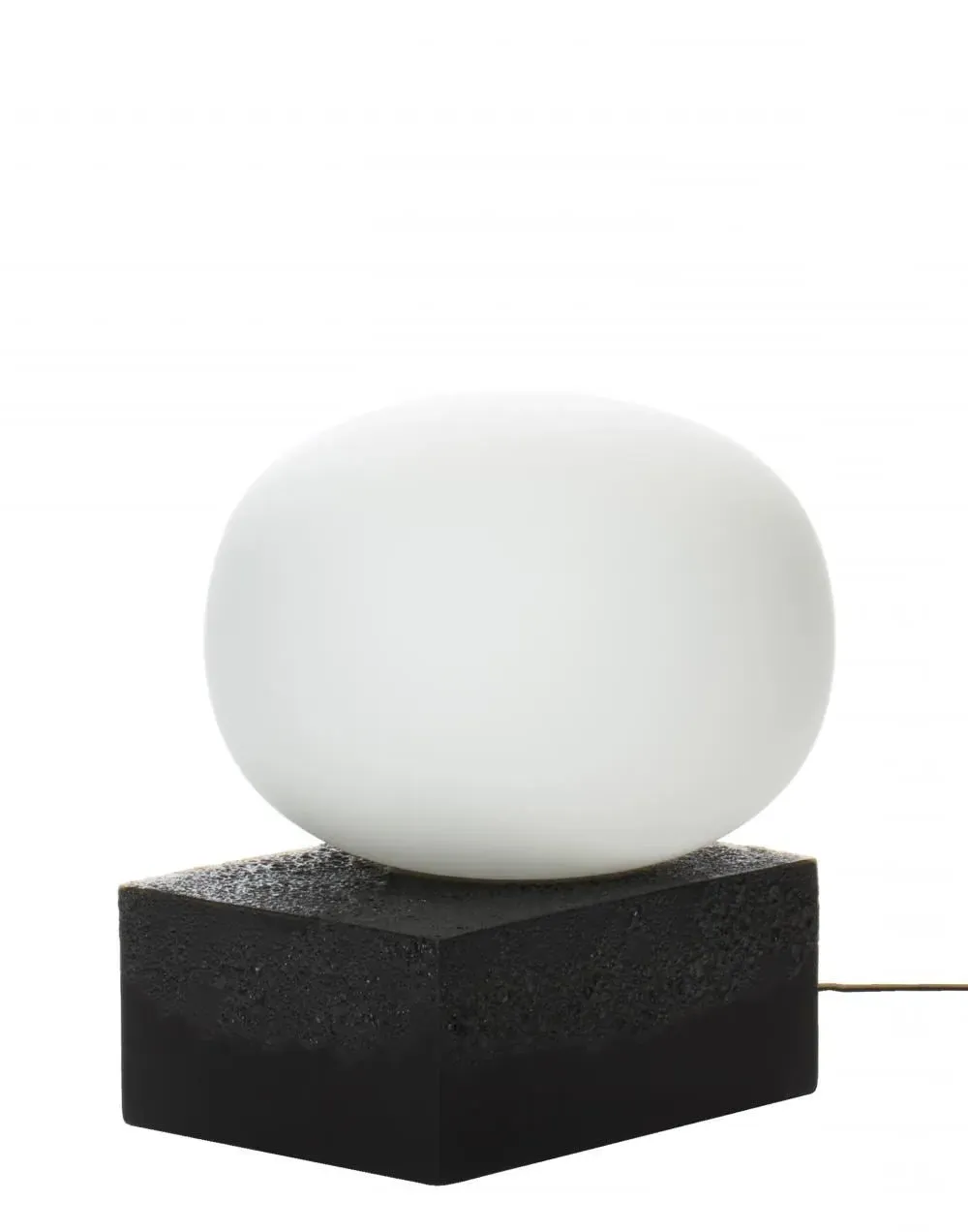Low Table Lamp with Glass Globe - White, Ceramic
