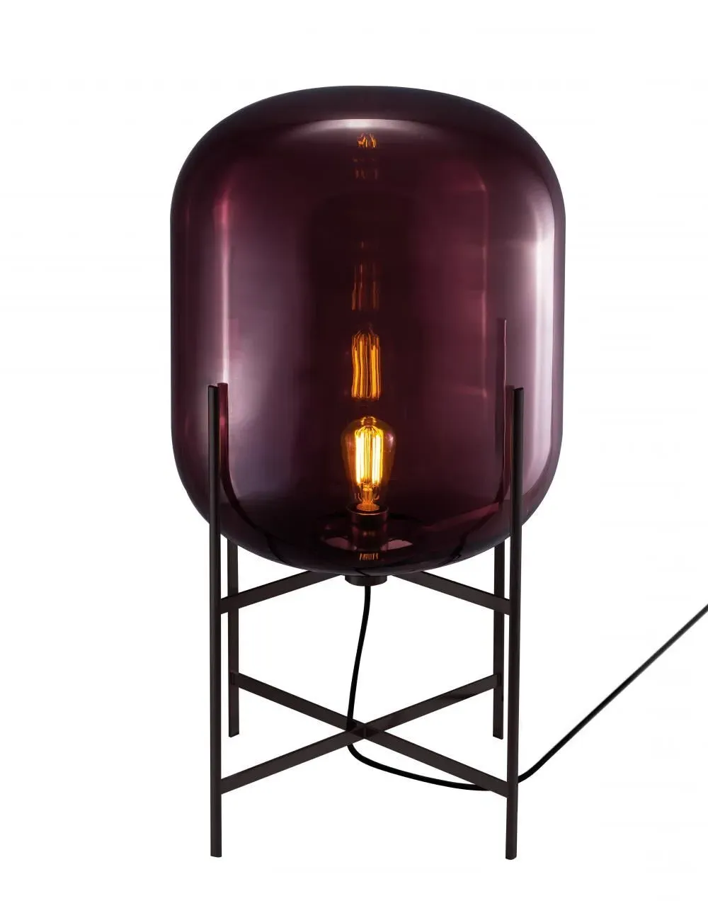 Medium Floor Light - Black, Aubergine Glass