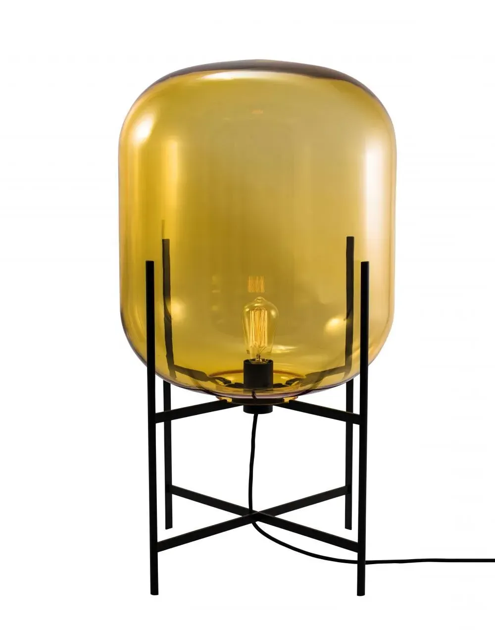 Medium Floor Light with Amber Glass - Black image