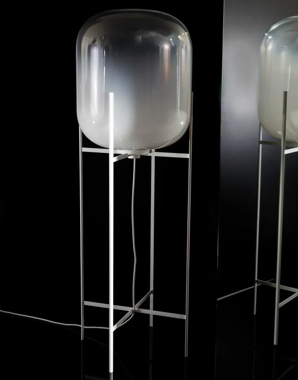 Medium Floor Light with Glass Shade - Grey