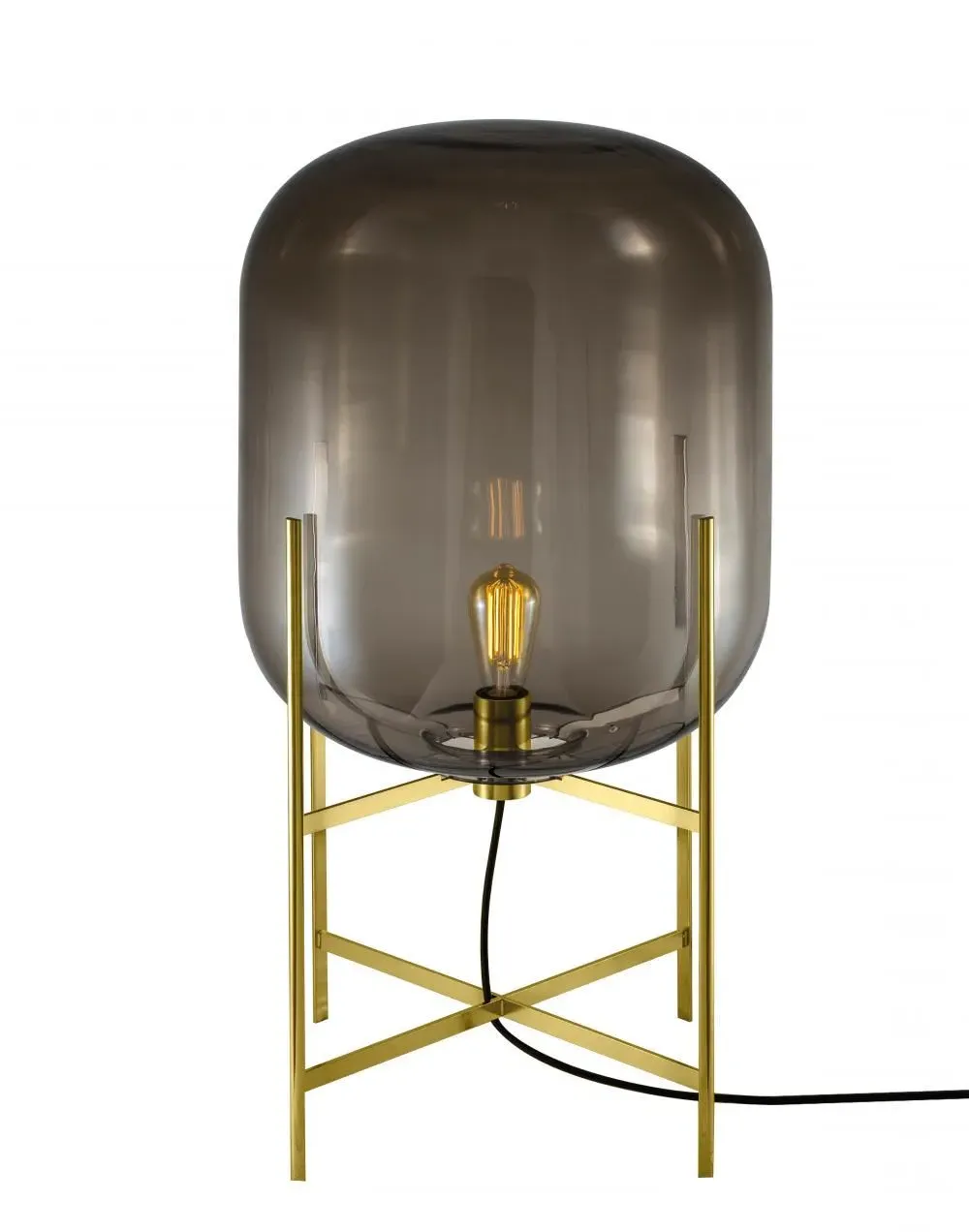 Medium Floor Light with Glass Shade - Smoky Grey