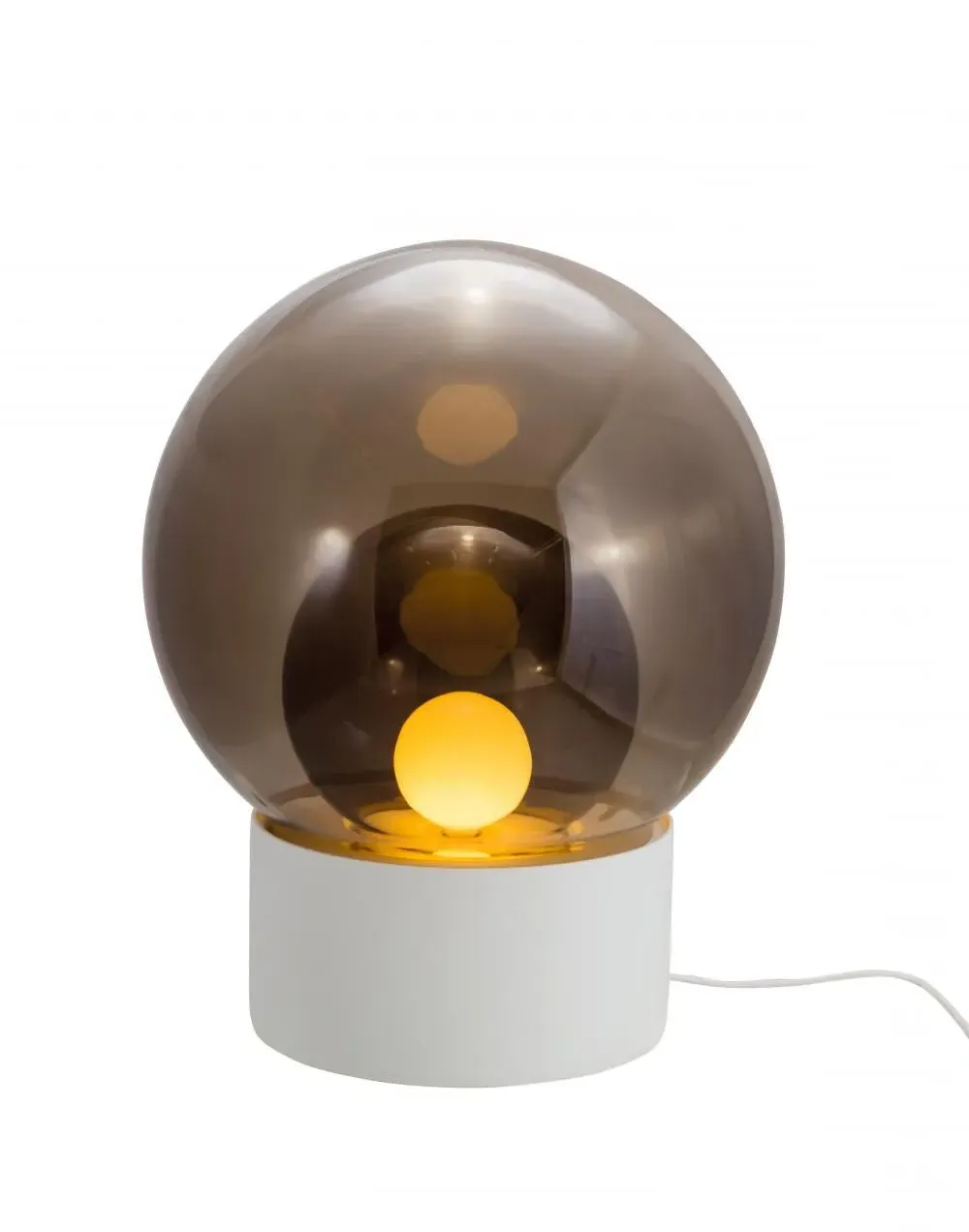 Medium Table Lamp with Glass Shade - Grey, Porcelain