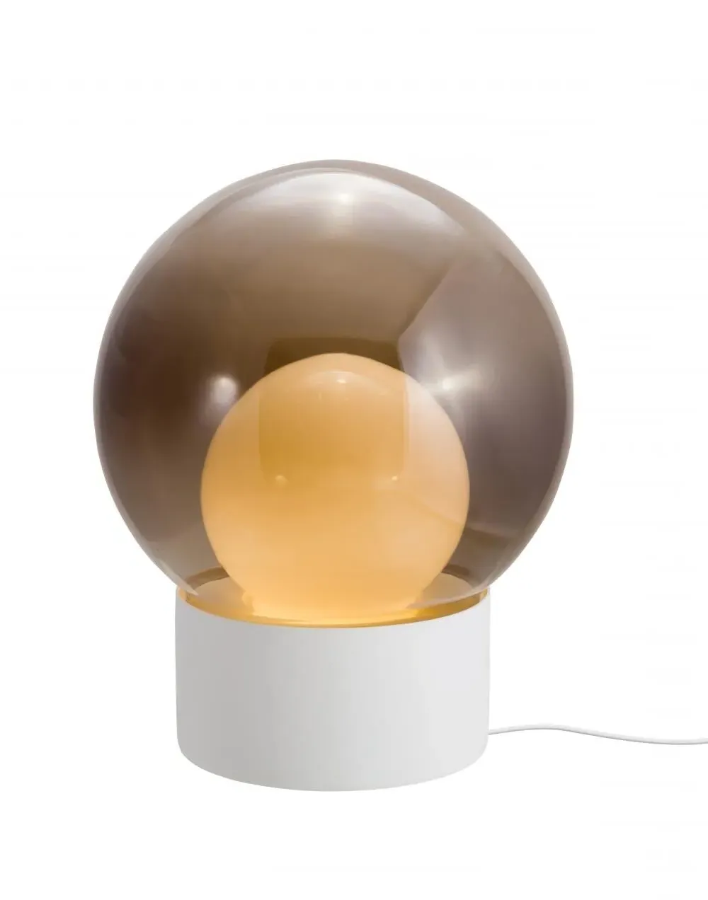 Medium Table Lamp with Glass Shade - Grey, Porcelain