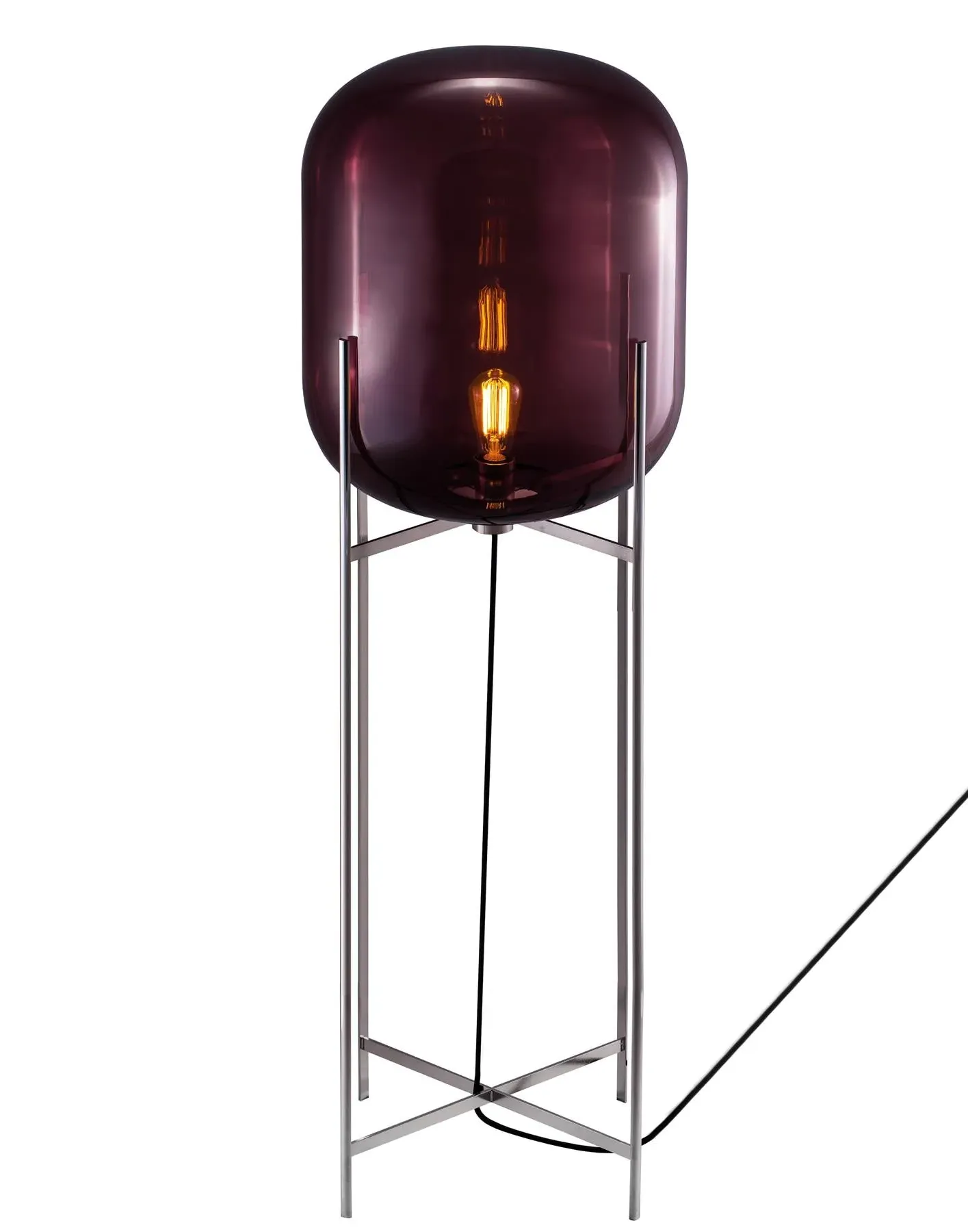 Oda Large Floor Light - White, Aubergine Glass