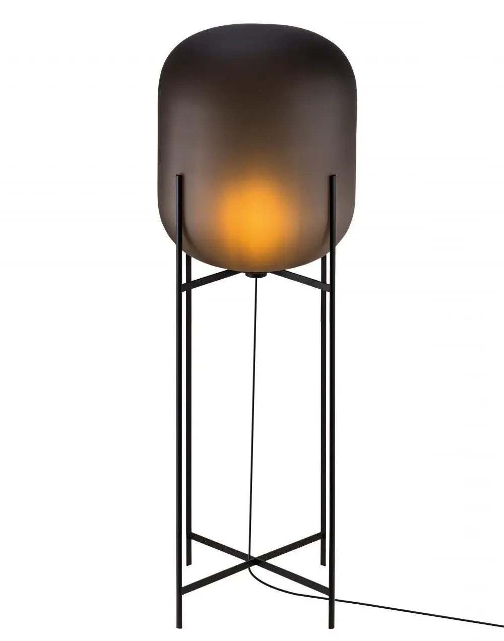 Oda Medium Floor Light - White, Smoky Grey Glass