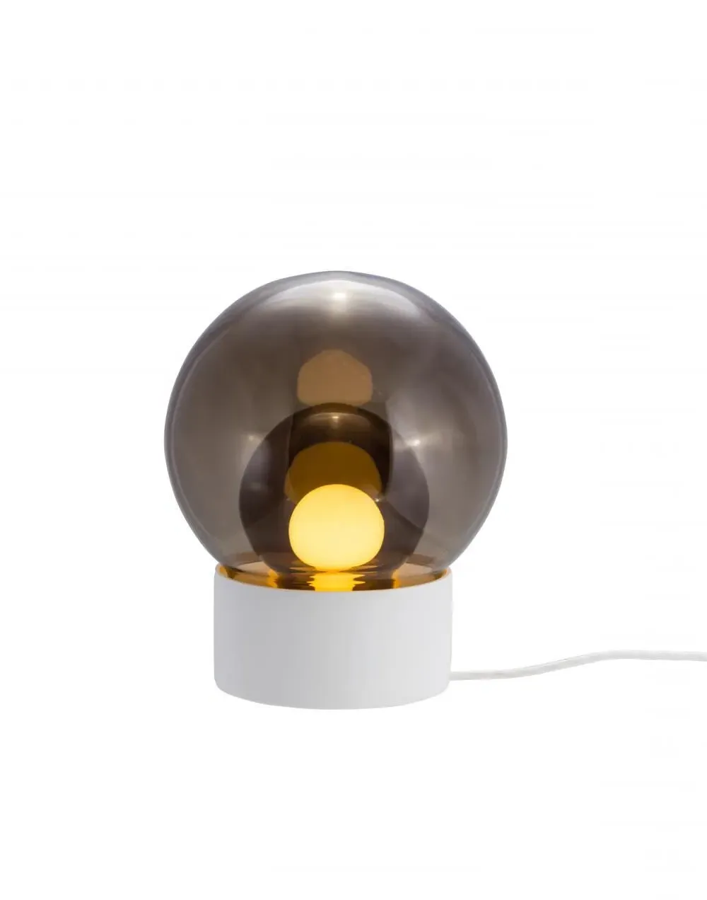 Small Table Lamp with Glass Shade - Grey, Porcelain