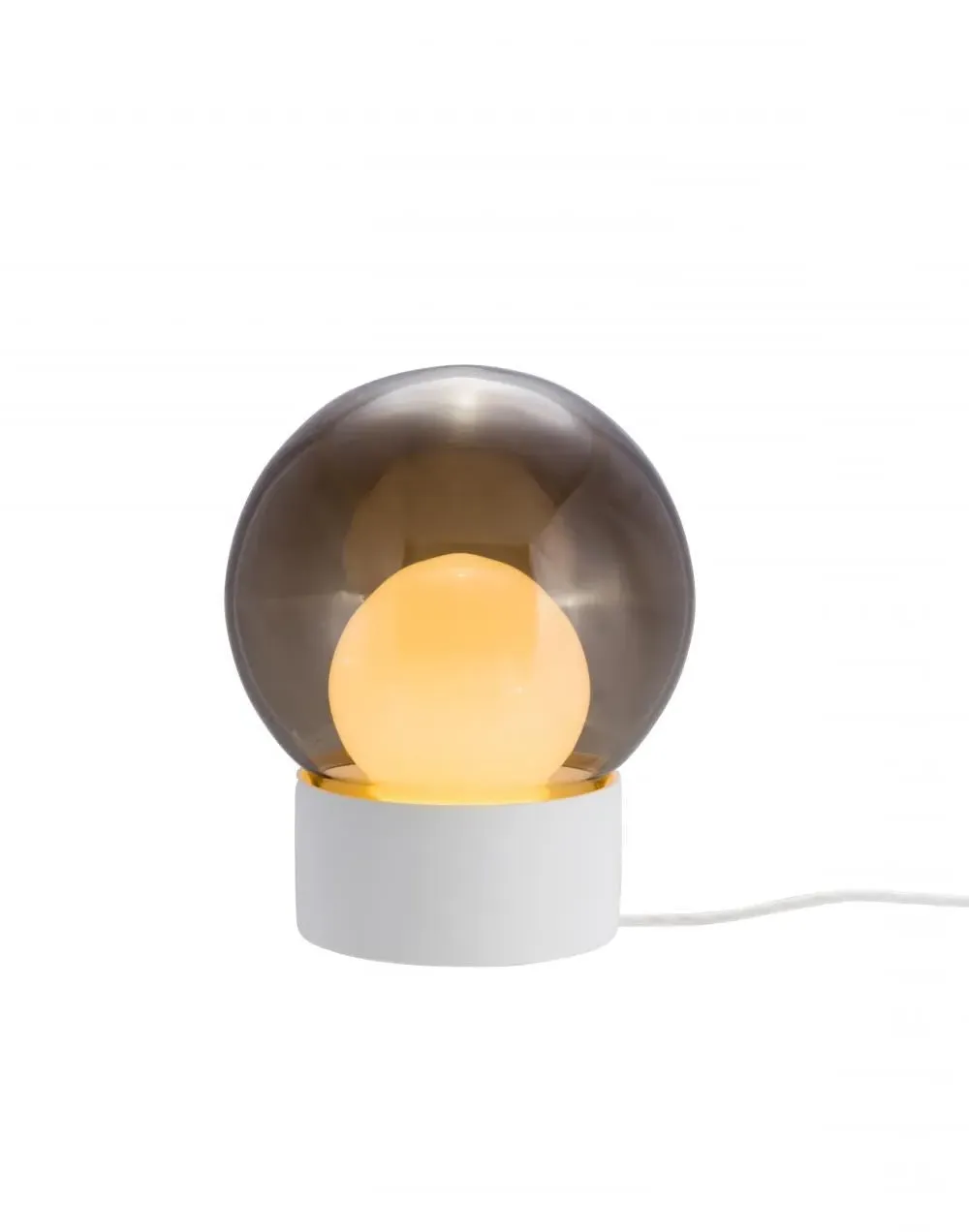 Small Table Lamp with Glass Shade - Grey, Porcelain image