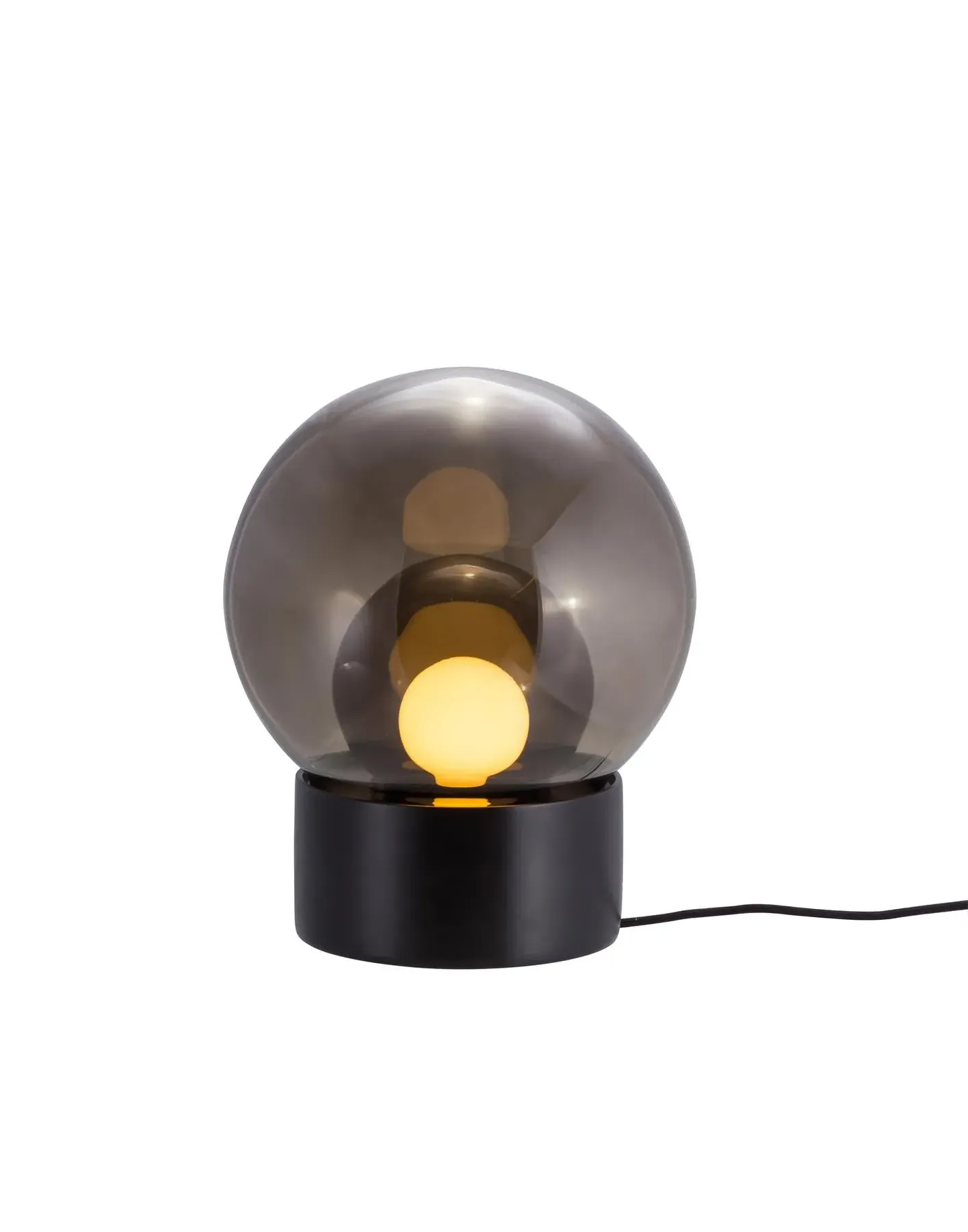 Small Table Lamp with Glass Shade - Grey, Porcelain