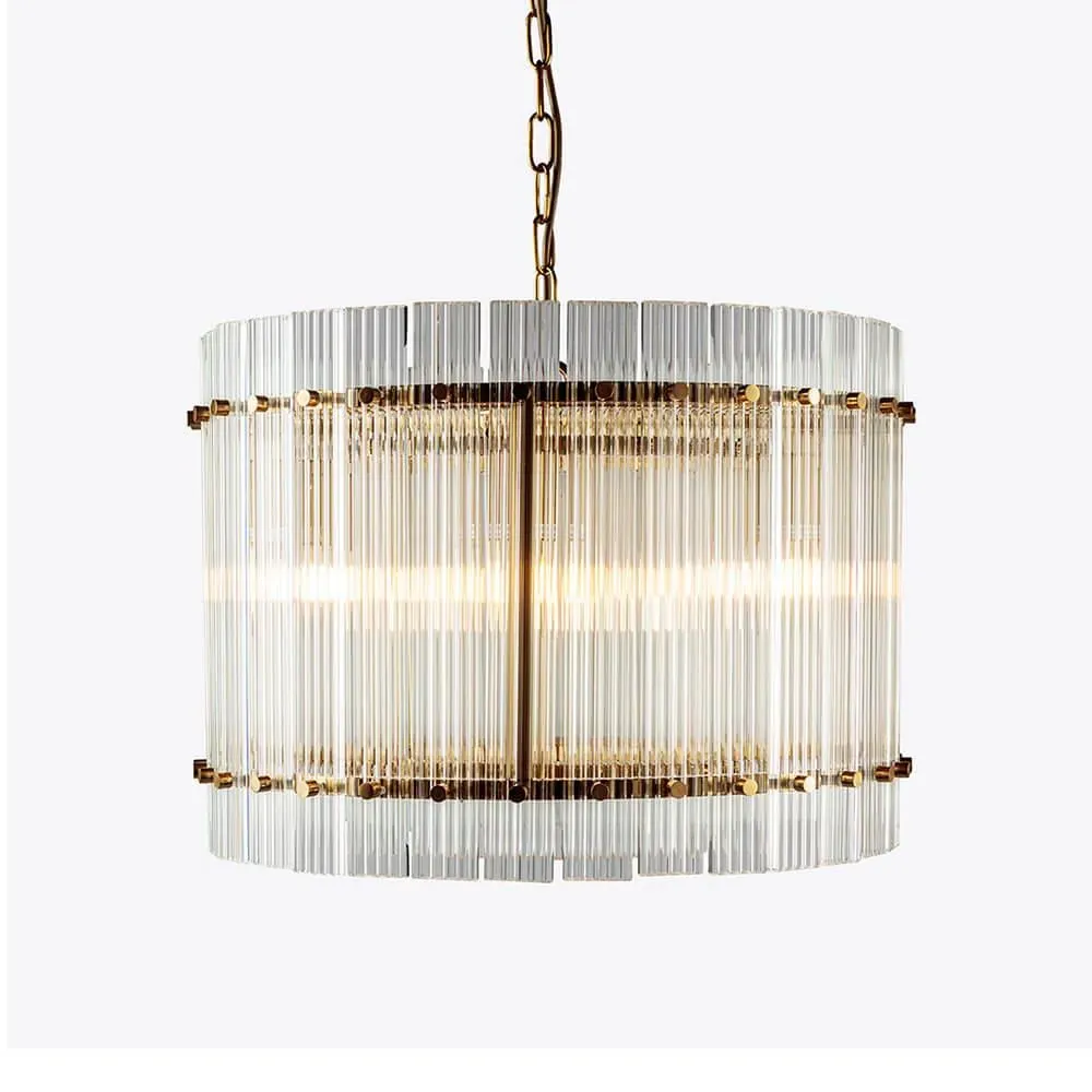 Large Chandelier with Linear Design - Brass