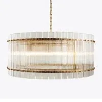 Large Chandelier with Linear Design - Brass