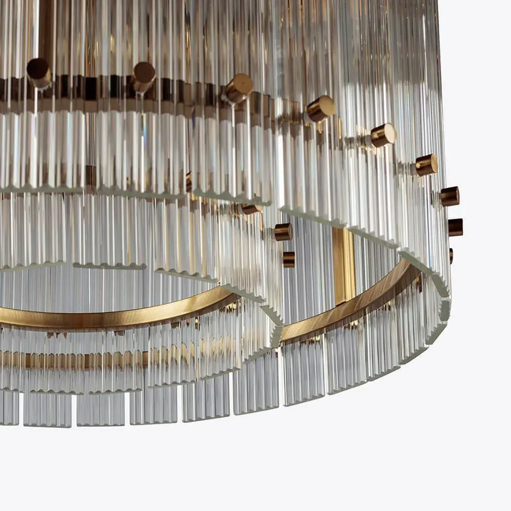 Medium Chandelier with Linear Design - Brass