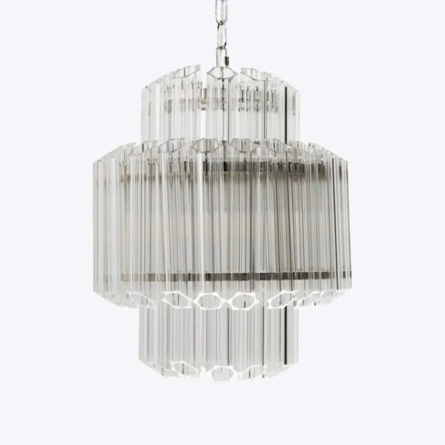 Piccolo Chandelier with Glass Tubes - Clear, Brass