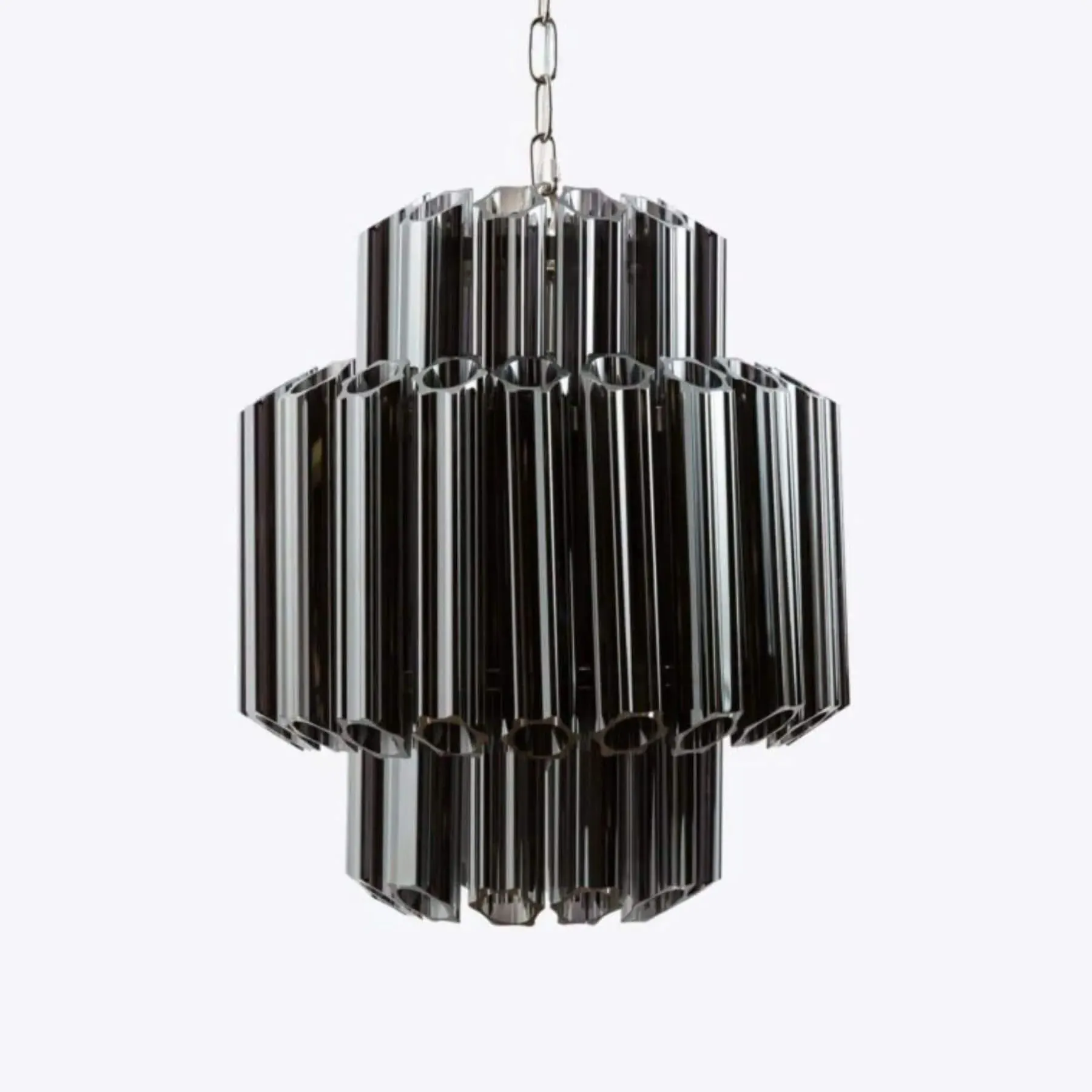Piccolo Chandelier with Glass Tubes - Smoked, Brass image