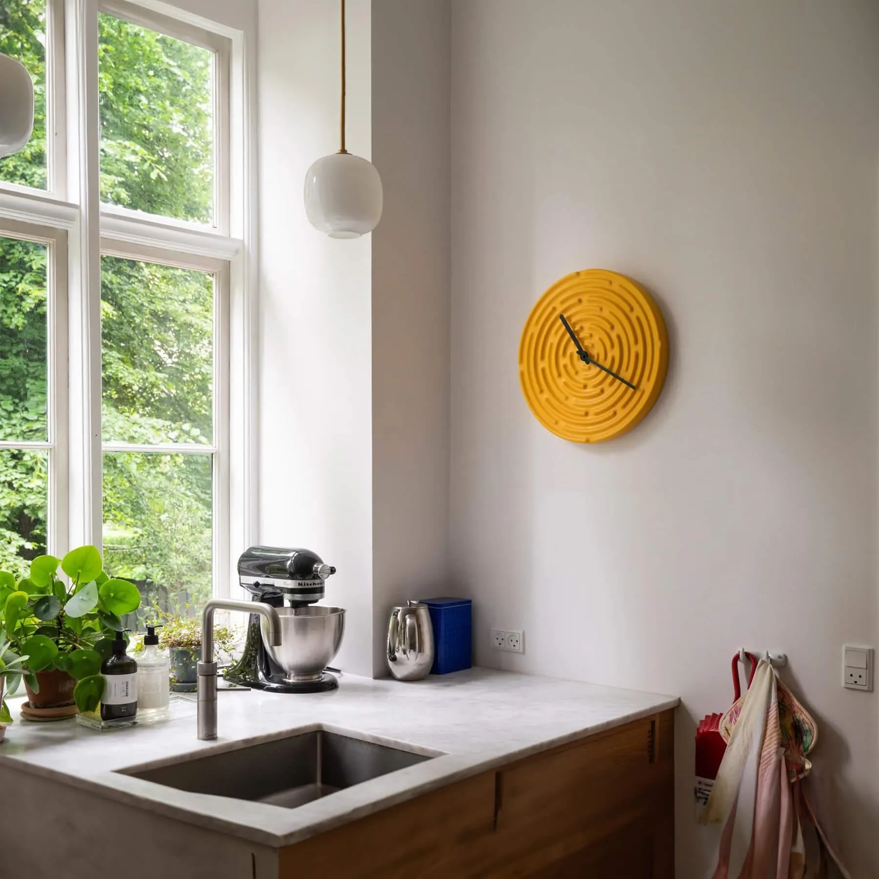 Ceramic Wall Clock - Yellow, Earthenware