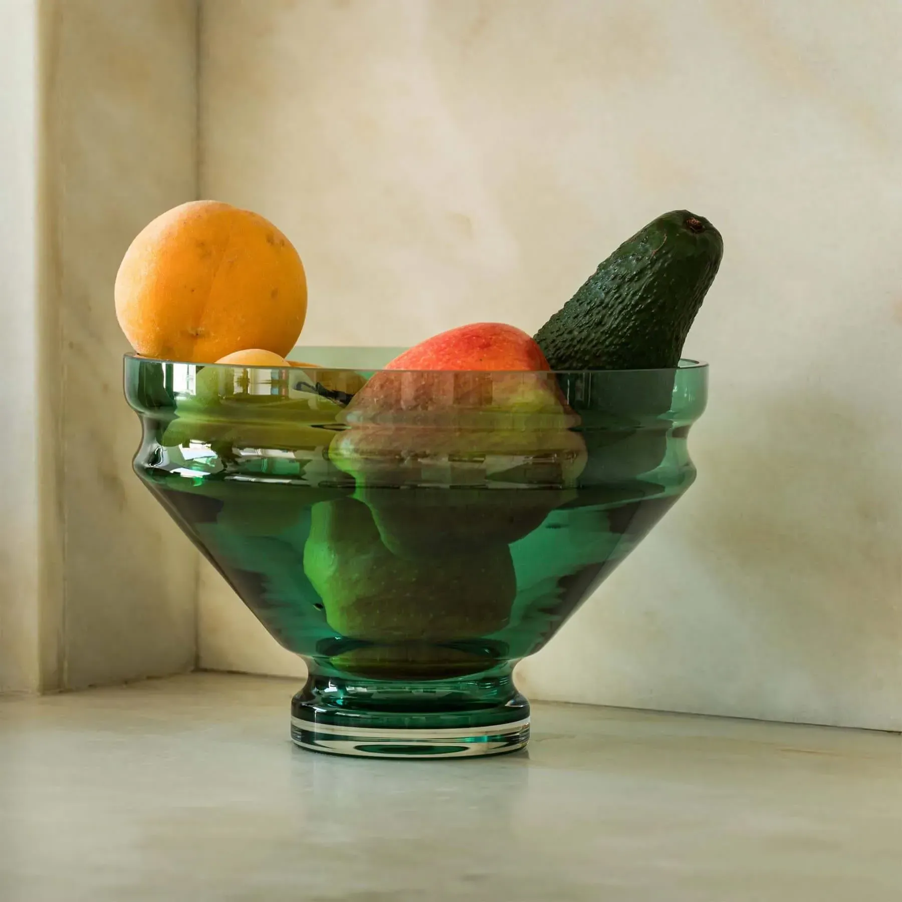 Large Bowl with Angular Design - Grey, Glass