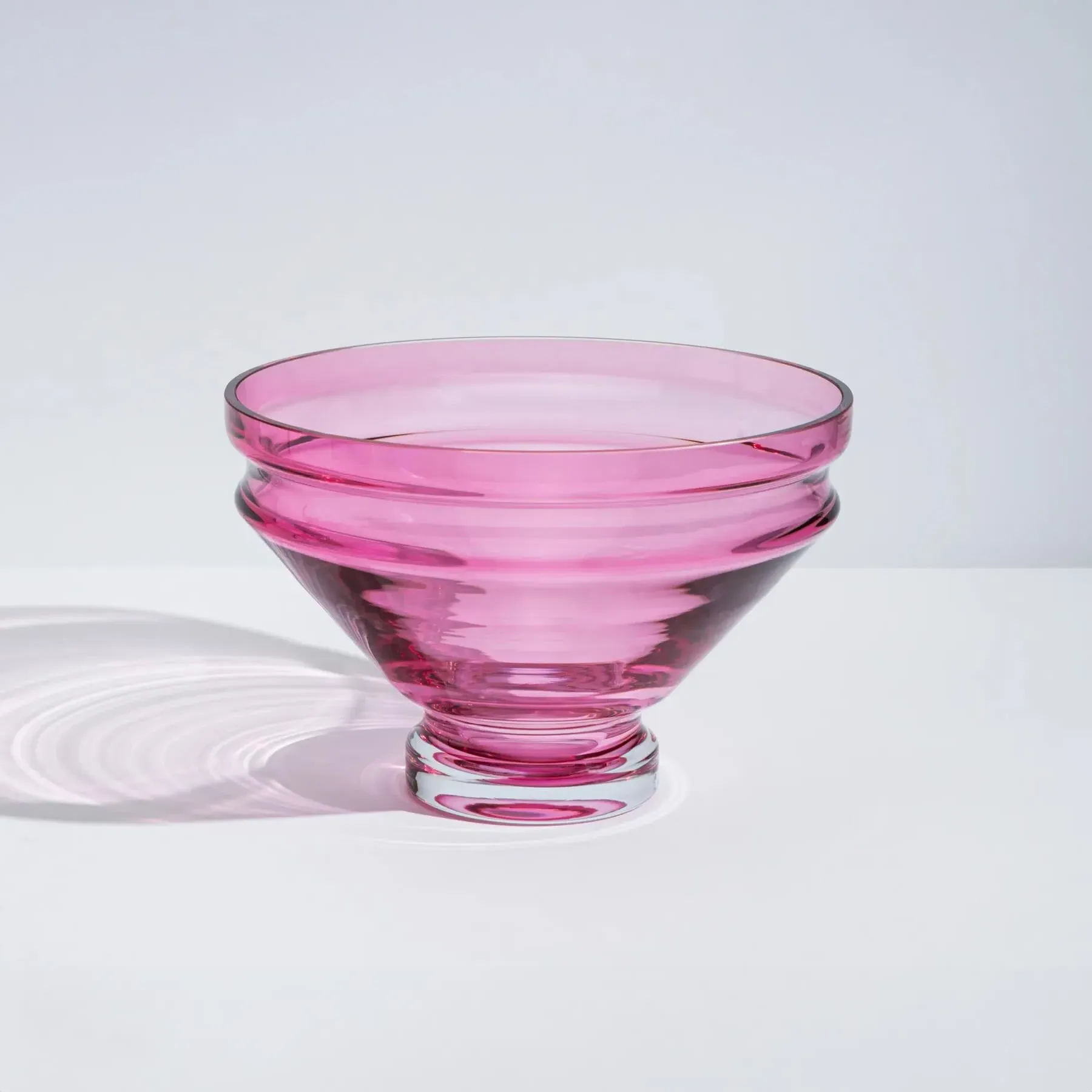 Large Bowl with Angular Design - Red, Glass