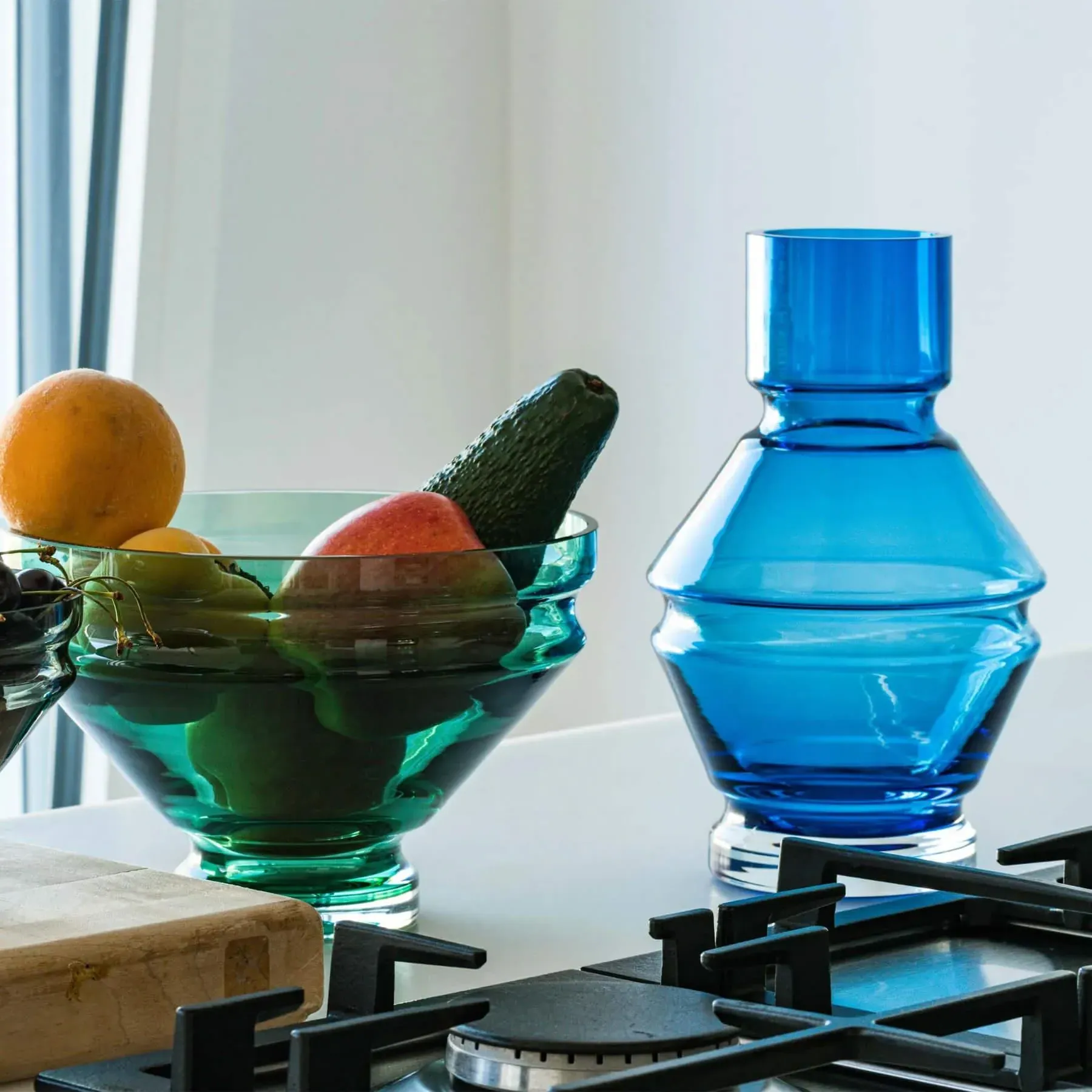 Large Vase with Angular Design - Blue, Glass