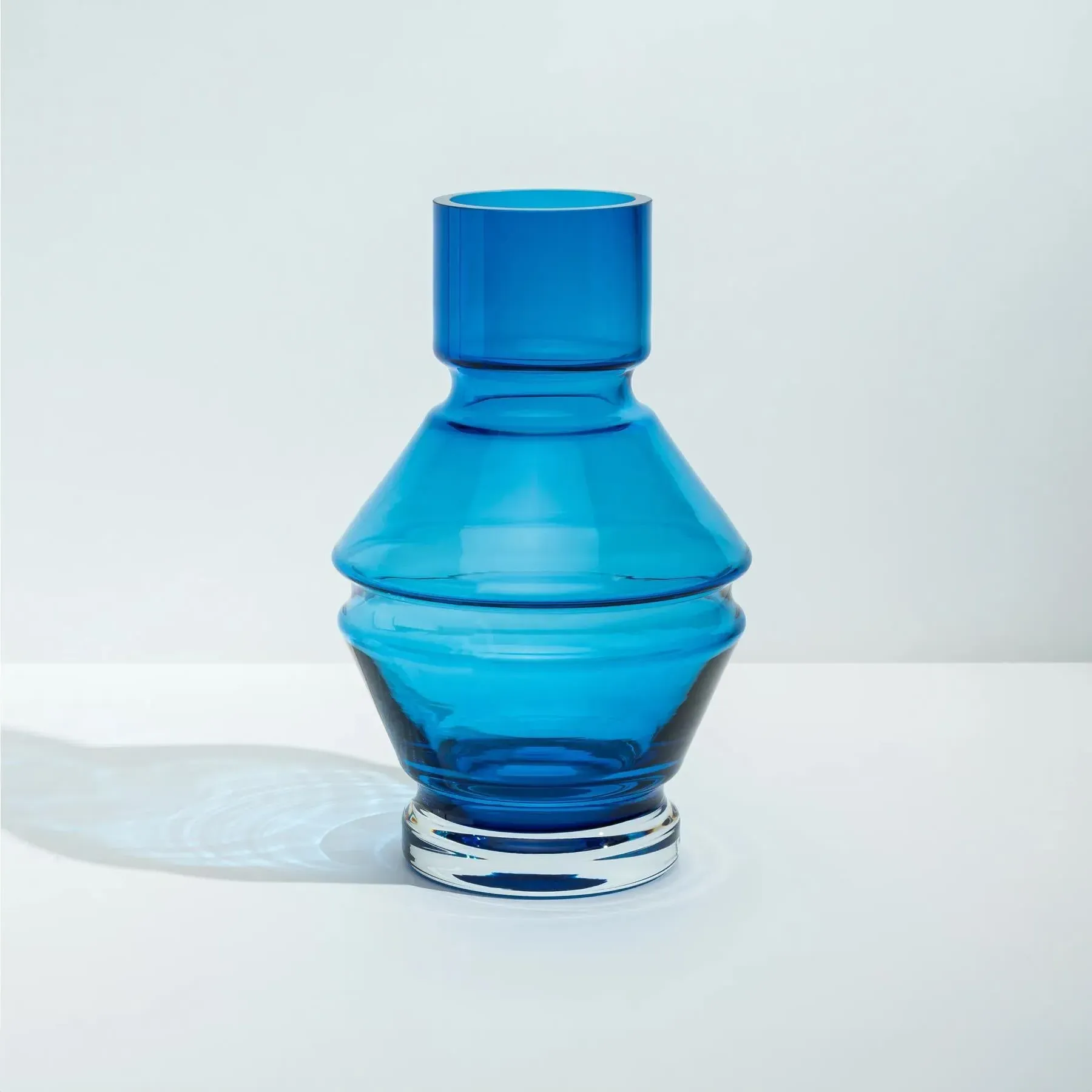 Large Vase with Angular Design - Blue, Glass