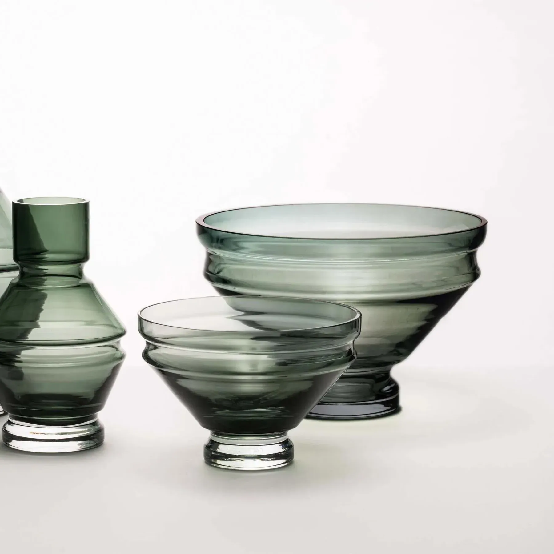 Small Bowl with Angular Design - Green, Glass
