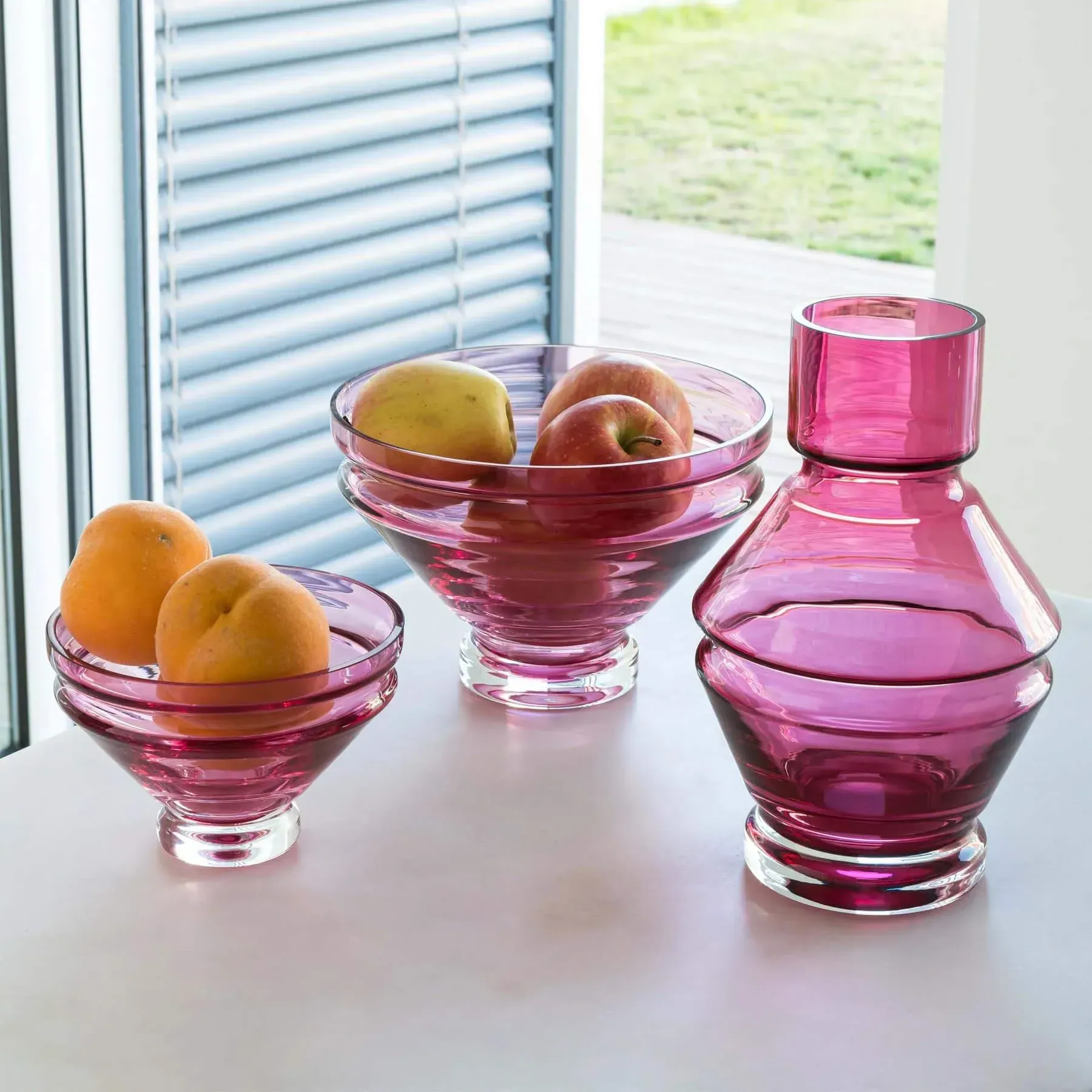 Small Vase with Angular Design - Red, Glass