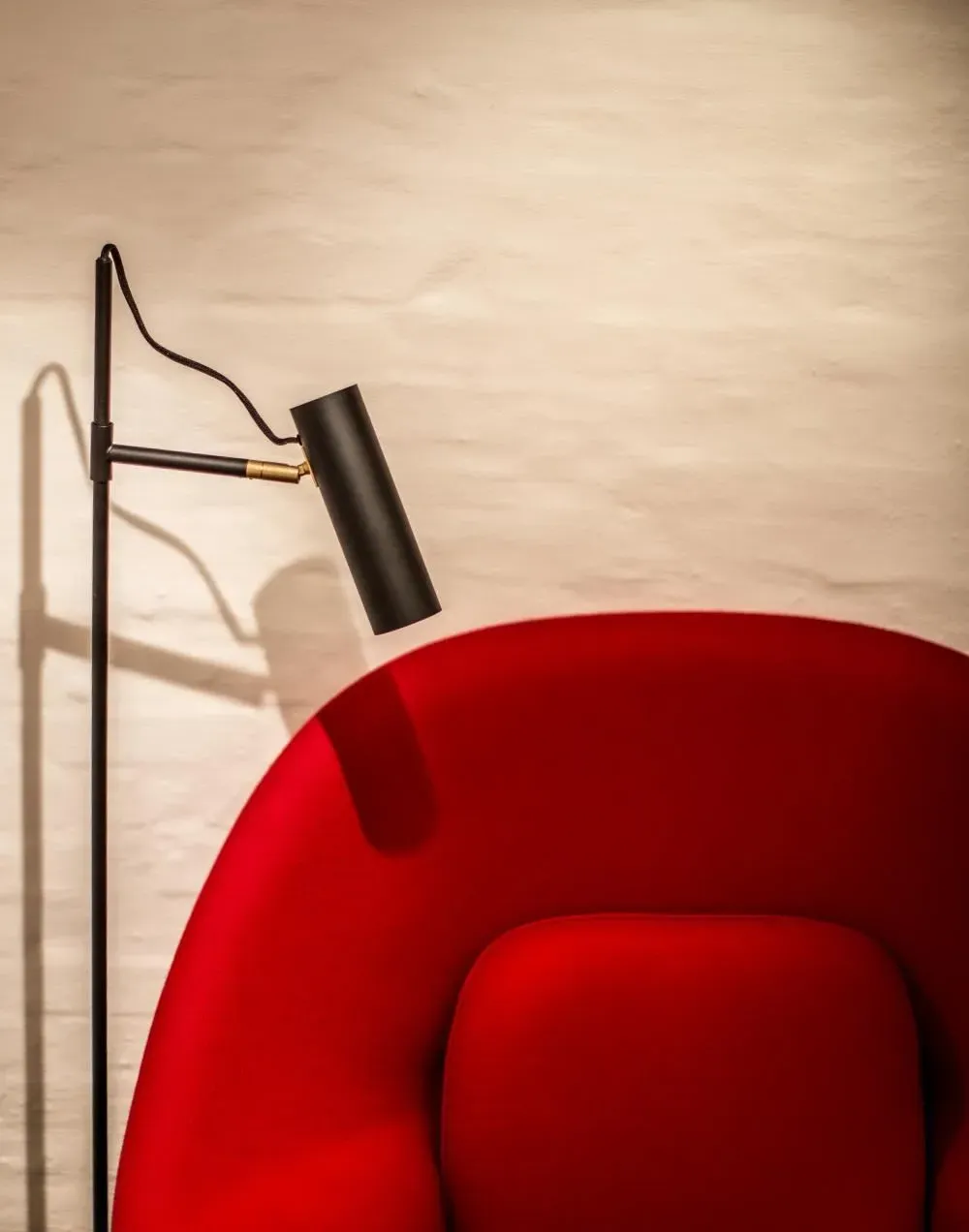 Floor Lamp with Brass Details - White, Iron