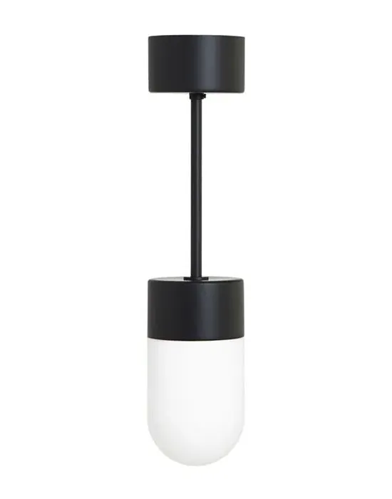 Flush Ceiling Light - Black, Smoked Glass