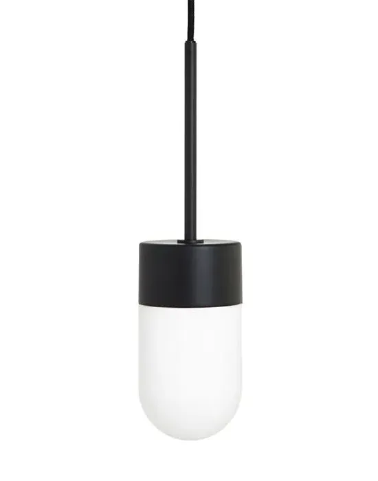 Pendant Light with LED - Black, Opal Glass