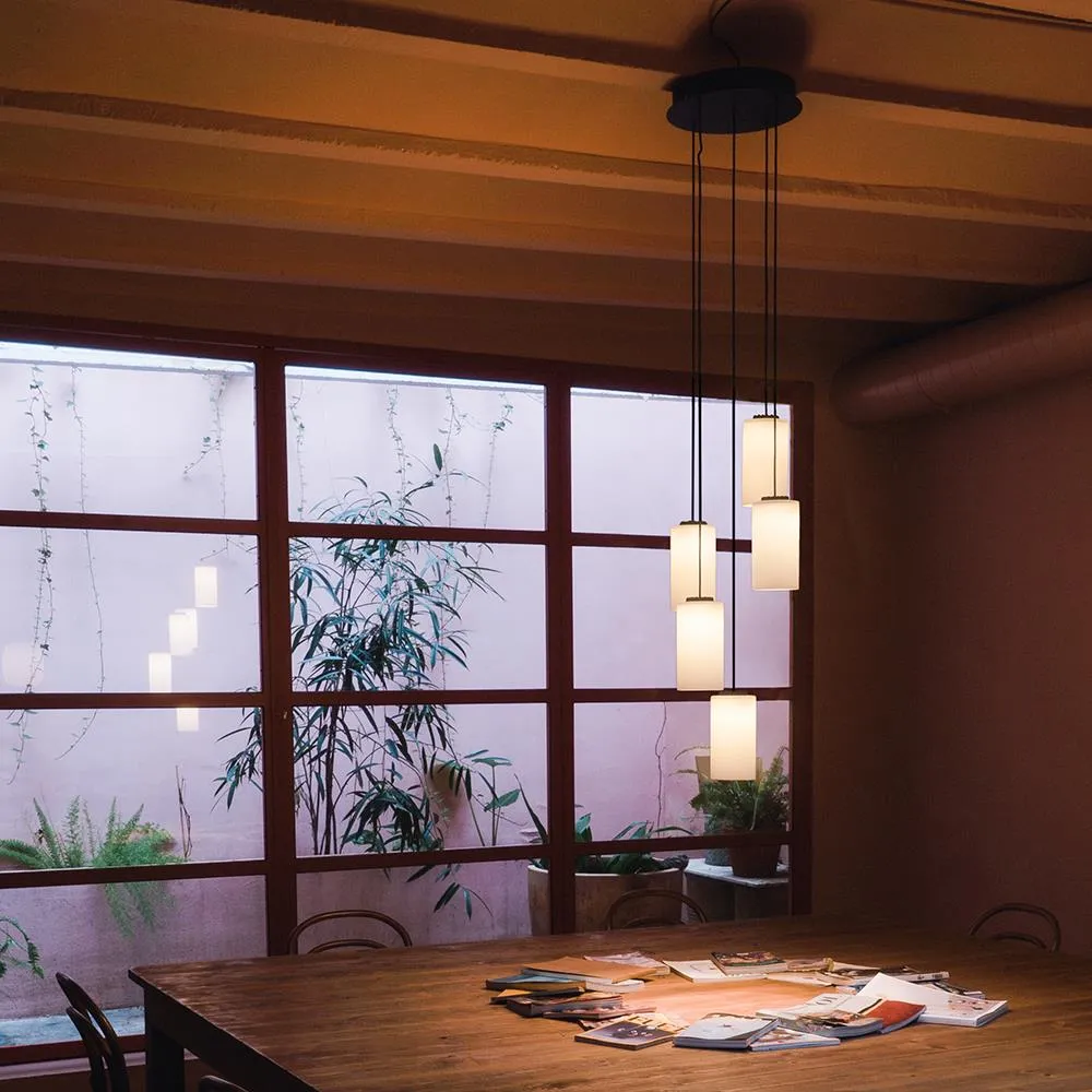 5-Light Cluster Pendant Light - White, Glass