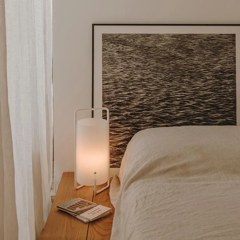 Asa Table Lamp with Handle - White, Metal