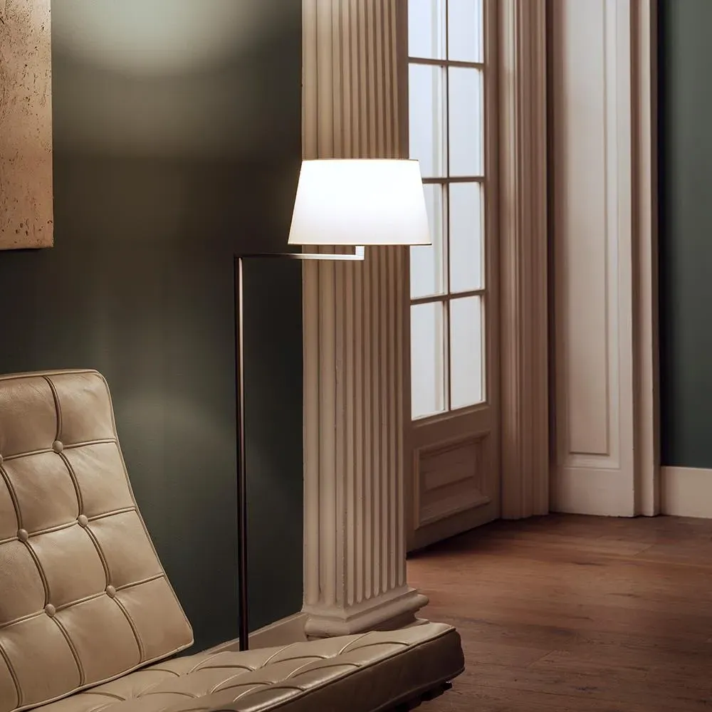 Floor Lamp with Rotating Shade - White, Linen