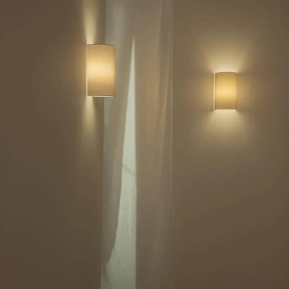 Geometric Wall Light - White, Linen