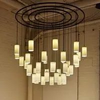 Large Chandelier with Rings - White, Porcelain