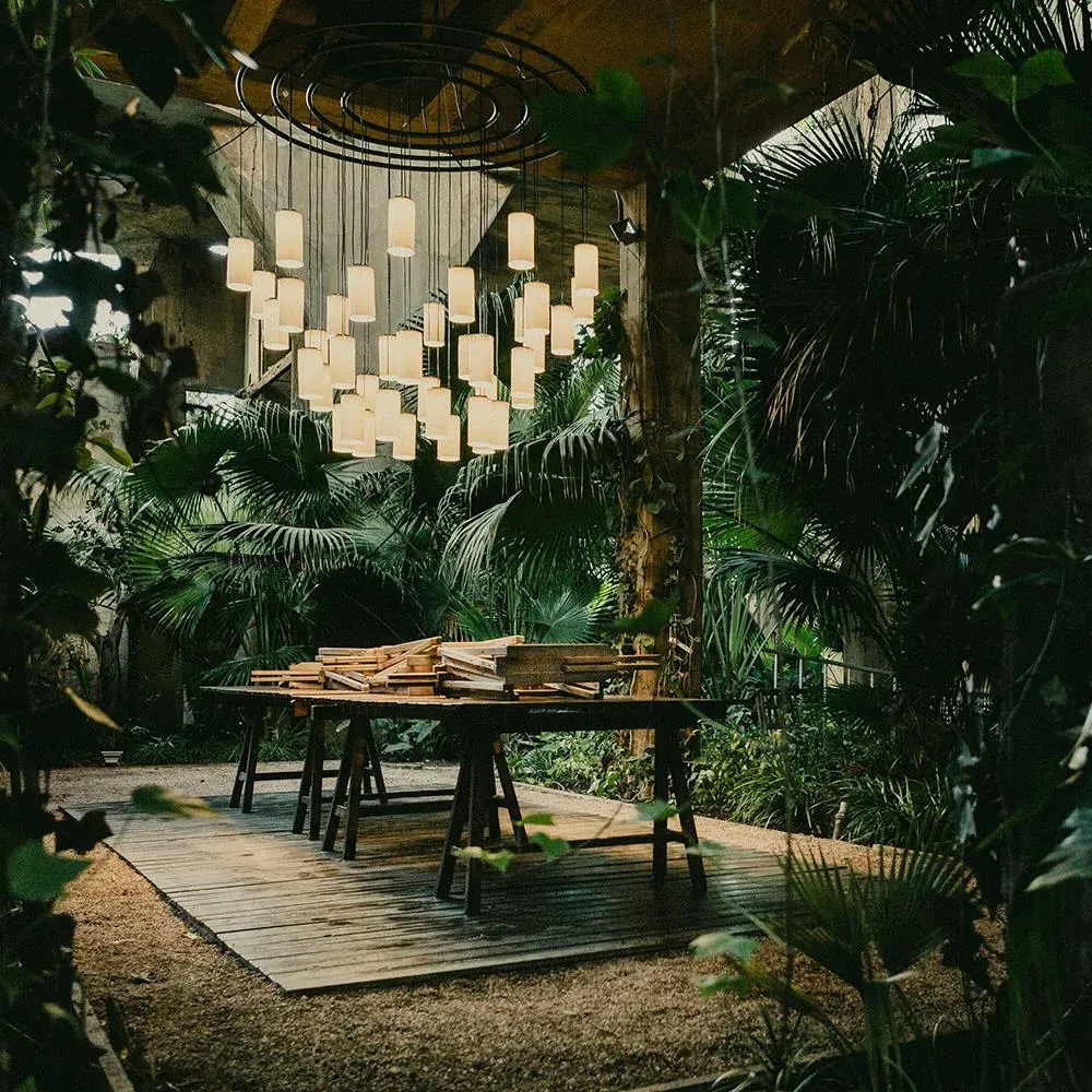 Medium Chandelier with Concentric Rings - Brass