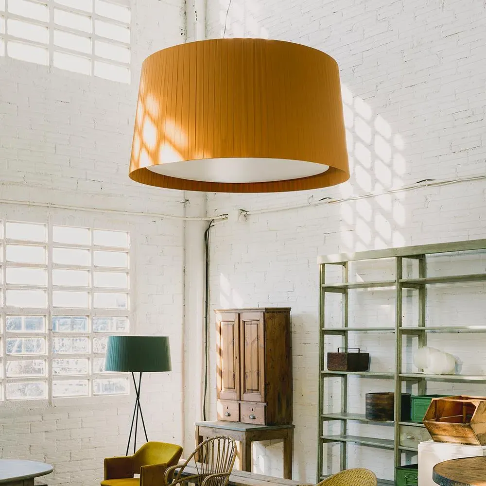 Oversize Pendant Light with Ribbon Shade - Black