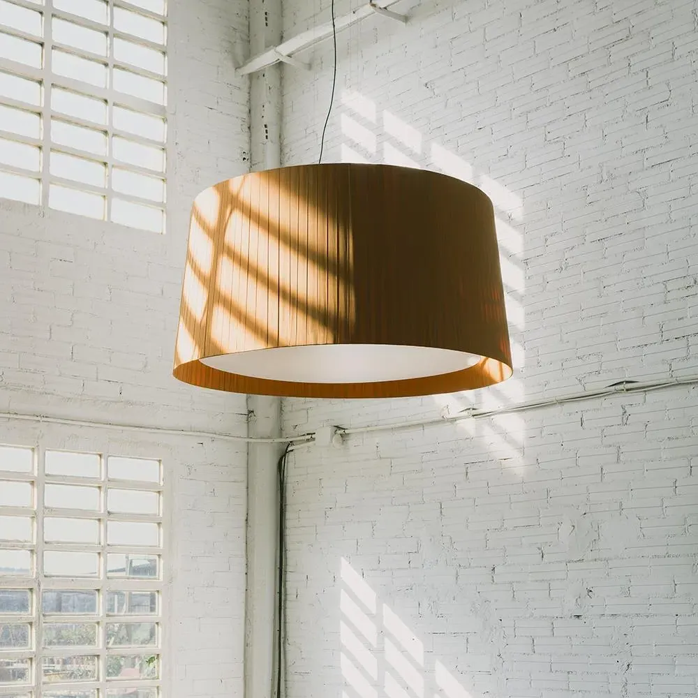 Oversize Pendant Light with Ribbon Shade - Black