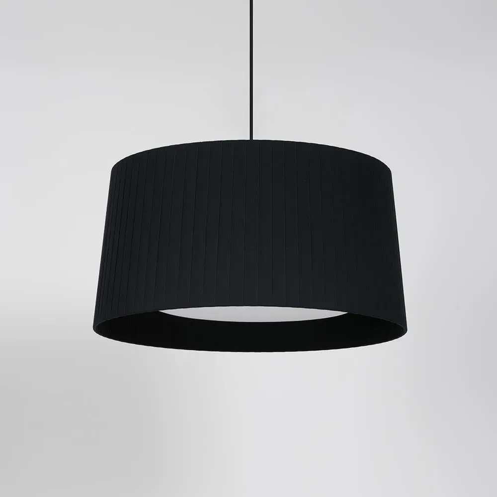 Single Pendant Light with Diffuser - Black, Fabric