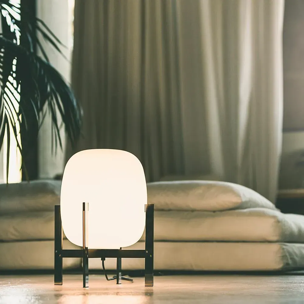 Small Table Lamp with Opal Globe - Metal